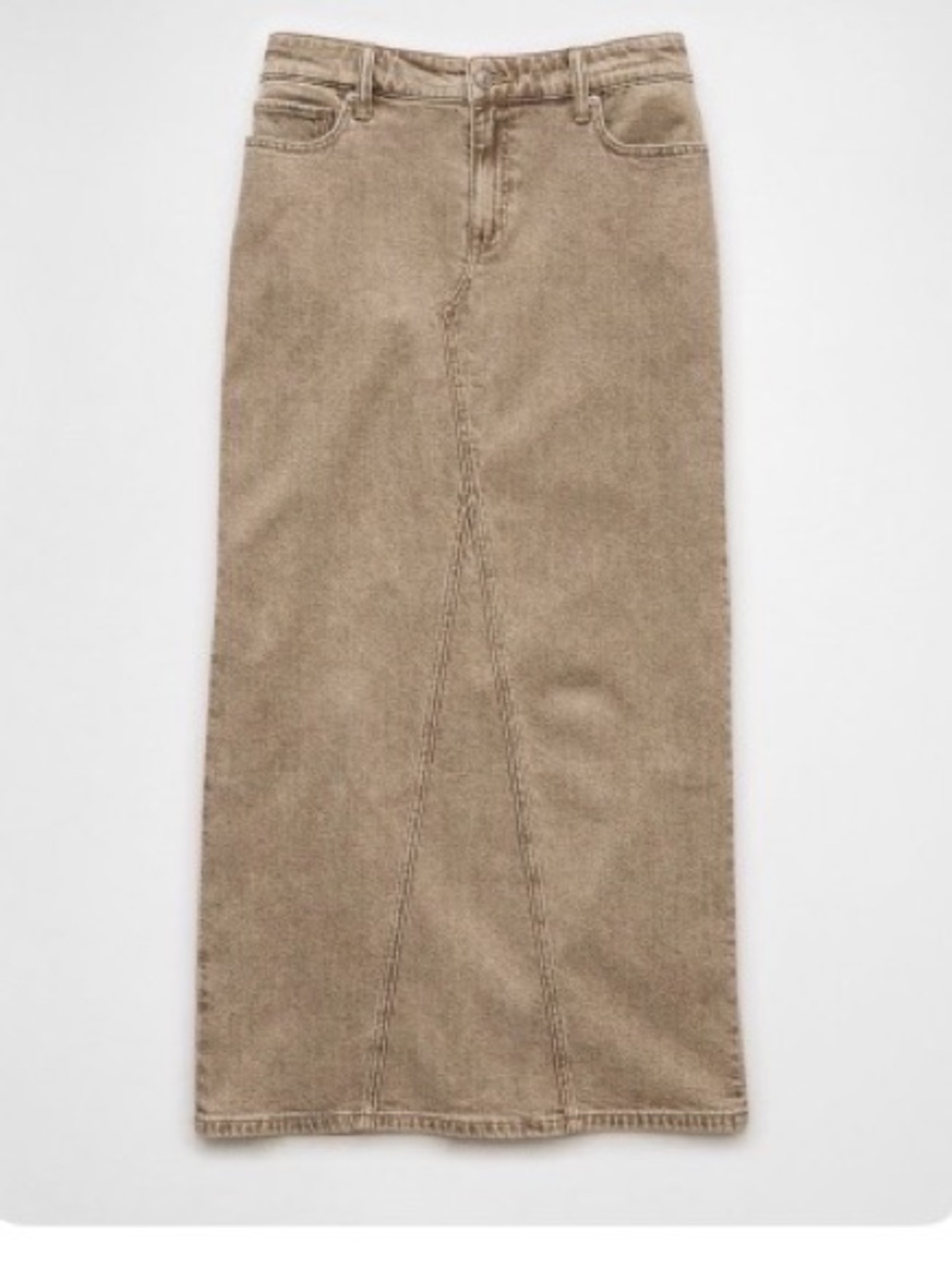 American Eagle low waisted stretch brown denim long skirt. Size 8.